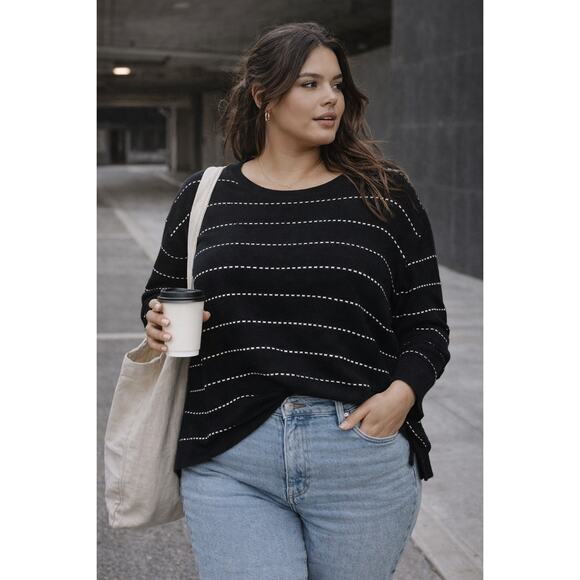 Lety & Me Sweaters - Lety & Me Black Side Detail Sweater 2X NWT | Oversized Knit Minimalist Cozycore